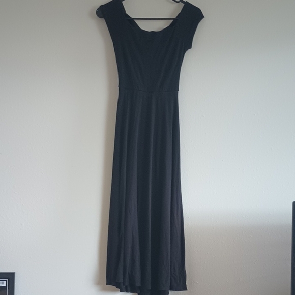 Lush Black Midi Dress Women's Size Small Cross Over Cut Out Back Fit And Flare - Picture 1 of 11